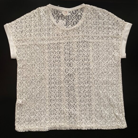 Chico's NWT ($79) Size 3 (XL) White Lace Crochet Sheer Cotton Blend Top Blouse - Picture 7 of 7